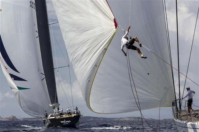 Action onboard Altair and Nilaya during the 2013 Maxi Yacht Rolex Cup ©  Rolex / Carlo Borlenghi http://www.carloborlenghi.net